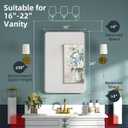 Bathroom Medicine Cabinet with Mirror 16 x 24 Inch, Silver Medicine Cabinet Recessed or Surface Wall-Mounted, Mirrored Cabinets with 2 Adjustable Shelves for Bathroom Vanity