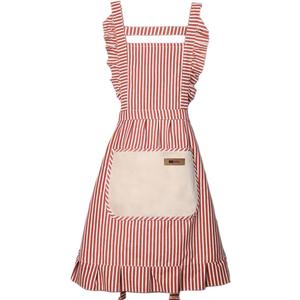 Cotton Kitchen Cooking Aprons,Vest Adjustable Bib Soft Chef Stripes Apron Two Pockets with Wide for Men Women (Pink)