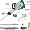 30 lb. Demolition Jack Hammer with 1-3/16" Hex Shank, 1700W 14-Amp Heavy Duty Corded Electric Concrete Demo Chipping Breaker with Carrying Case, Flat & Bull Point Chisel