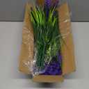 Geegoods Artificial Plants Flowers Outdoor 24 Bundles UV Resistant Faux Lavender Flowers with Monkey Grass for Garden Porch Window Patio Hanging Planter Decor, Purple 