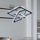 Modern Crystal Chandelier LED Ceiling Light, Square 3-Ring Height Adjustable 47W K9 Crystal Pendant for Dining Room, Living Room, Bedroom, Foyer, Cool White 6000K, 234