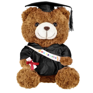 Graduation Bears 2025 Plush Stuffed Animal Bear with Gown Cap Tassel Set Cute Brown Graduate Gifts Stuffed Animal Doll Plush Toy for Graduation Party Supplies(11.8 Inch,Black)