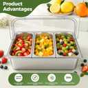 Cold Food Buffet Ice Serving Tray for Buffets and Parties 3 Pans