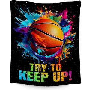 COOPASIA Basketball Blanket for Girls, Basketball Gifts for Boys Adults Sport Lovers, Kids Throw Blankets for Team Player Couch Sofa Home Decor (Colorful, 40x50 Inch)