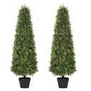 Azoco 4ft Artificial Boxwood Topiary Trees (Set of 2) - UV Resistant Faux Plants Outdoor, Realistic 48in Fake Potted Bushes and Shrubs for Front Porch, Planter, Patio - Low Maintenance & Evergreen