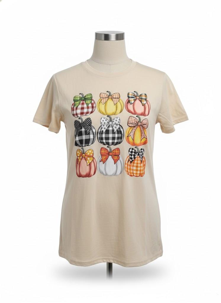 Women's Halloween T-Shirts Pumpkin Graphic Tees Autumn Fall Shirts Loose Casual Short Sleeve Tops (Apricot3, L)