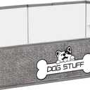 Collapsible Fabric Dog Toy Box and Storage Bin With Handle - Trapezoid Basket Chest Organizer for Pet Toys, Blankets and Accessories (Grey)
