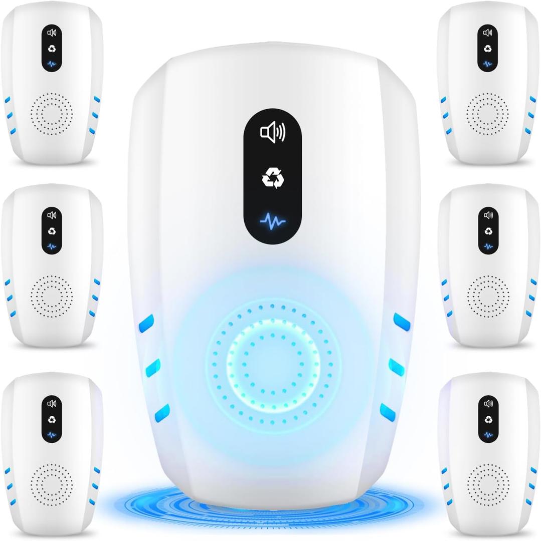 2025 Upgraded Ultrasonic Pest Repellent Indoor Insect Repeller, Pest Control, Repellent Roach, Mouse, Bugs, Mosquito, Mice, Spider, Ant, Rodent Repellent Ultrasonic Plug in, 3 Mode Switching, 6 Packs