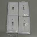 Beadboard Outlet Covers Wall Plates, Bamboo Fiber Light Switch Covers, Natural Material Electric Receptacle Decorative Switch Plate Outlet Cover Pure White (1 Gang Toggle 4 Pack)