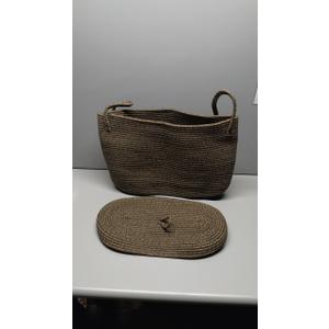 20" Extra Large Storage Basket with Lid, Cotton Rope Storage Baskets, Laundry Hamper, Cloth Bin, for Clothes Towels Blankets Pillows Storage in Living Room, All Dark 