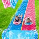 JOYIN 32.5FT Water Slide and 2 Inflatable Boards, Extra Long Heavy Duty Double Lawn Waterslide with Sprinkler for Kids Adults Backyard Summer Water Toy Outdoor Fun, Blue, Pink
