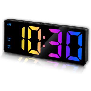 Small Digital Alarm Clock, Mirror Surface LED Electronic Clocks with Large Display, Adjustable Brightness and Snooze Model for Bedroom, Desk, Office, Black Case