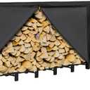 12FT Firewood Rack Outdoor,Heavy Duty Firewood Storage Rack,Outdoor Firewood Rack with Cover,Wood Rack Log Rack for Outdoor & Indoors, Black (12 FT)