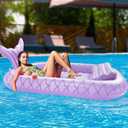 HeySplash Inflatable Tanning Pool Lounger Float, Suntan Tub for Adults, Blow Up Sunbathing Pool with Integrated Pillow and Cup Holder, Heavy Duty Tanning Bed for Backyard Lake Beach, 72.8 x 49.2"