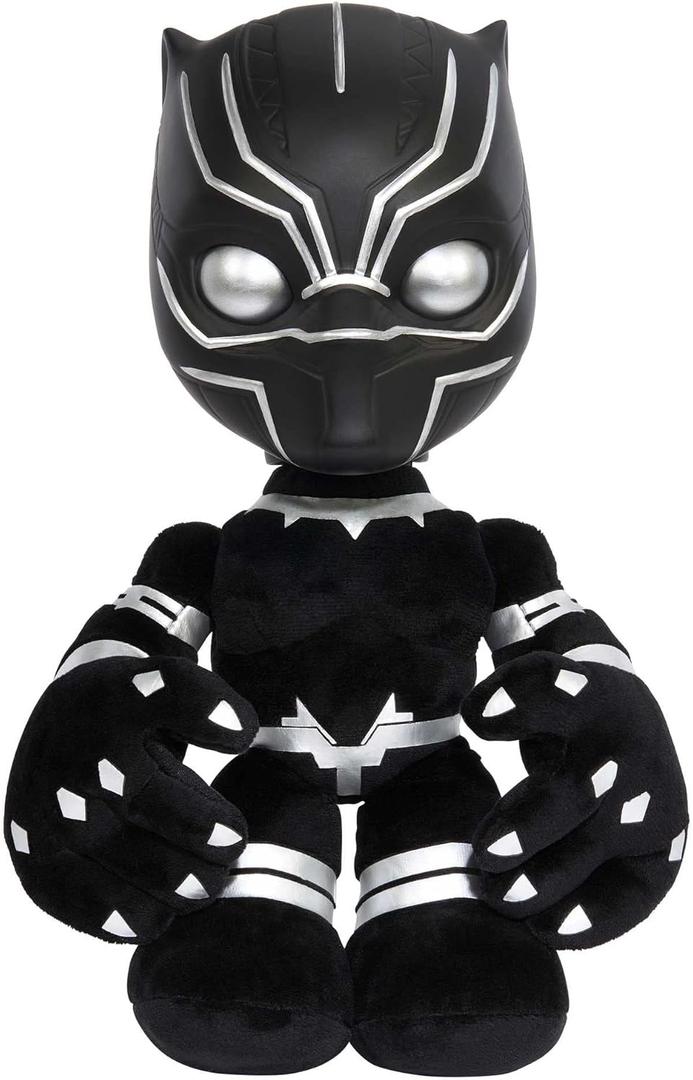 Mattel Marvel Black Panther Plush 11-inch Figure, Heart of Wakanda T'Challa with Soft Body Plus Lights and Sounds