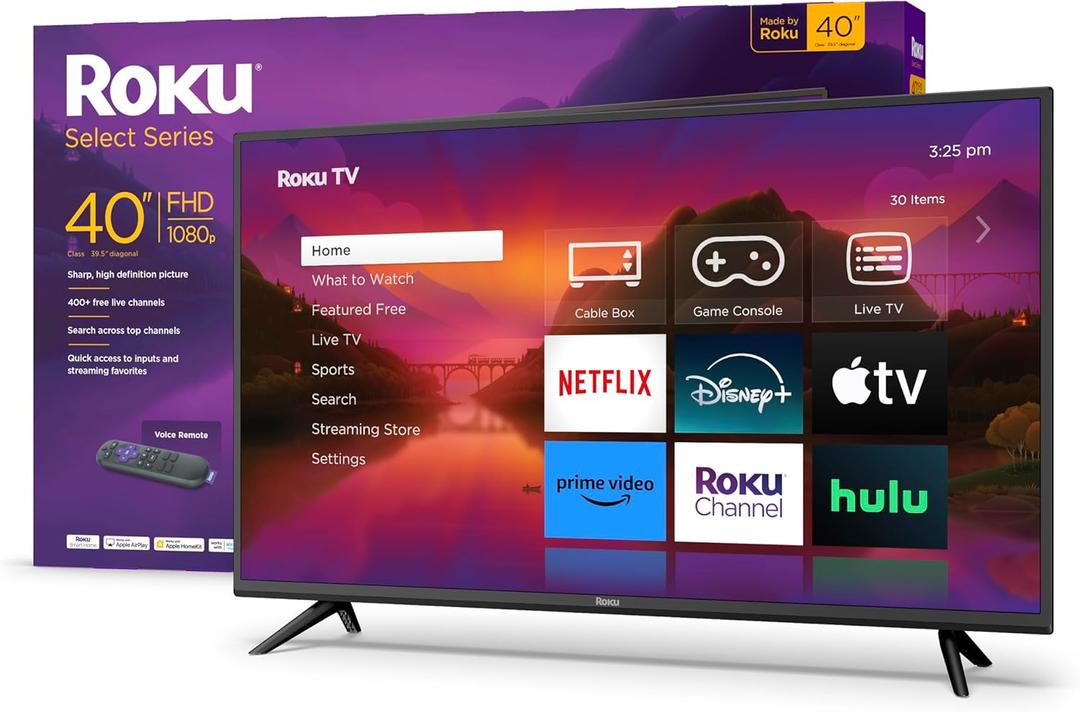 Roku Smart TV  40-Inch Select Series 1080p Full HD RokuTV with Roku Voice Remote, Bright Picture, Customizable Home Screen  Live Local News, Sports, Gaming