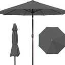 9ft Patio Umbrella with Push Button Tilt and Crank,Outdoor Market Table Umbrella UV Protection 8 Sturdy Ribs for Backyard,Garden,Pool,Deck(Gray)