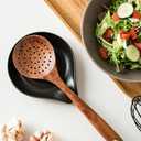 LAUCHUH Spoon Rest for Stove Top, 5 inch Large Cooking Spoon Holder for Kitchen Countertop Ceramic Ladle Holder for Spatula, Tong, Heat-Resistant, Farmhouse Kitchen Decor for Mothers Day, Black
