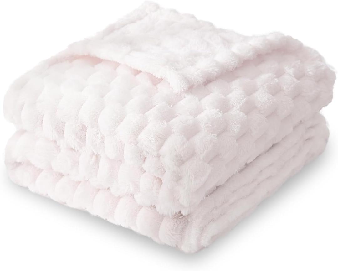 HOMRITAR Flannel Fleece Fluffy Fuzzy Blanket for Baby 3D Jacquard Soft Warm Plush Bed Blankets for Home Decor, Toddler Infant or Newborn Receiving Blanket (30 x 40 Inch, Cream)
