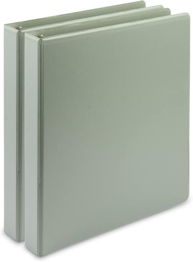 Samsill Plant-Based 1 Inch Durable D-Ring, View Binder, Eco-Friendly, USDA Certified Biobased, 2 Pack, Sage Green