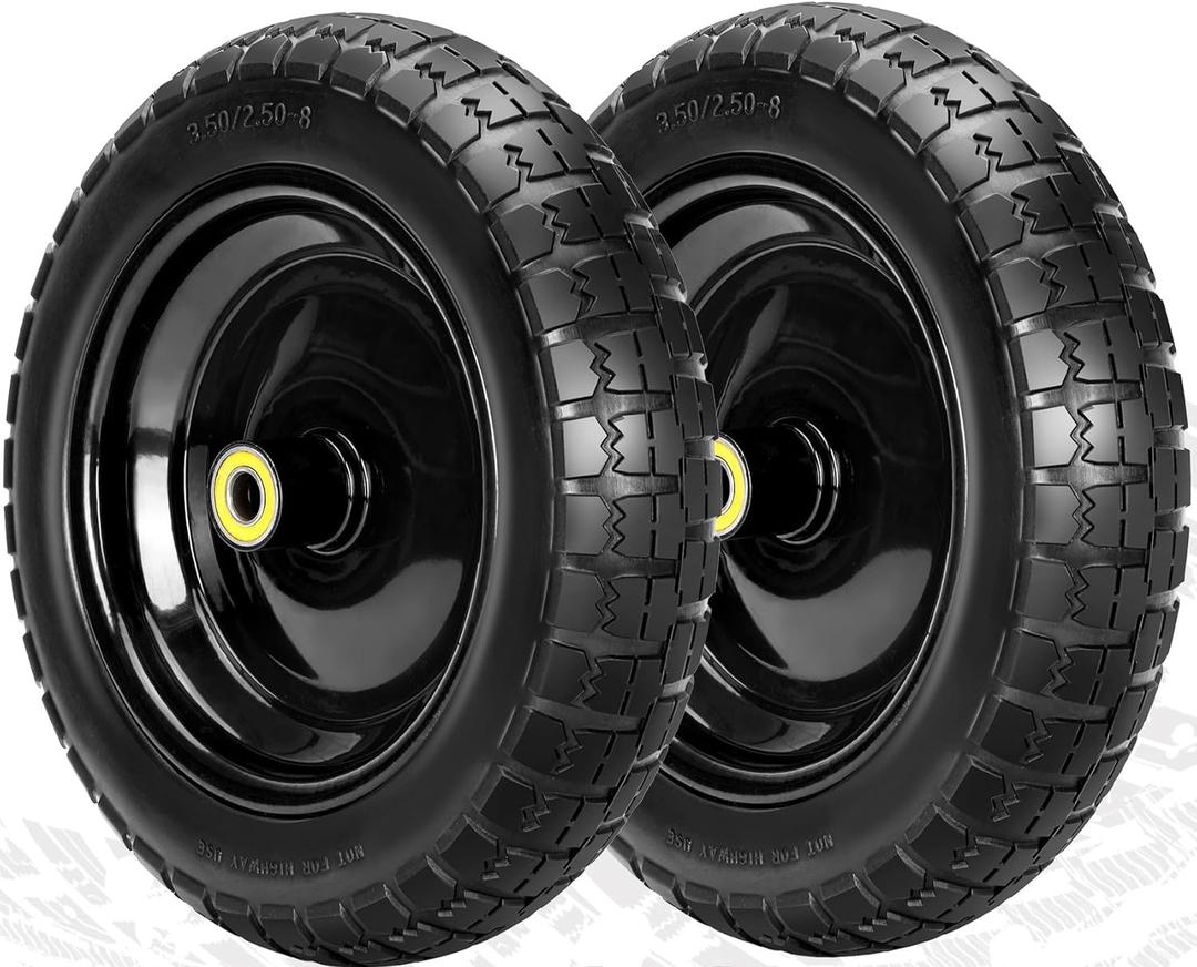 13" Flat Free Wheels Replacement for GOR Garden Cart Tires, 4.00-6 Solid Tires, 13" No Flat Wheels for GOR Garden Carts/Hand Trucks/Garden Carts (Black)