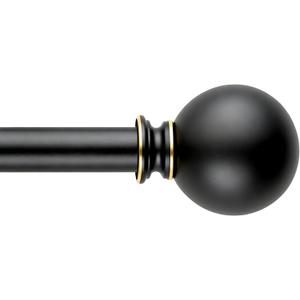 Black Curtain Rods for Windows 18 to 45 inches,1 Inch Modern Metal Drapery Rods,Adjustable Heavy Duty Curtain Pole with Round Finials(18"-45"Black Gold)
