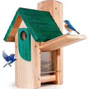 Bird Houses for Outside Clearance,Cedar Woodenhanging Bluebird Houses for Outside,Winter Shelter for Wild Birds Like Finch Sparrow Wren Swallow Chickadeeblue Jay,Weatherproof Birdhouses for Outdoors