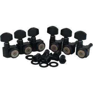 6 In-line Guitar Locking Tuners, 1:18 Gear Ratio Lock String Tuning Key Pegs Machine Heads Replacement, Black