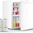 Antarctic Star Mini Fridge with Freezer, Rated 1.6 cu.ft, Small Upright Refrigerator with Removable Shelves, 7 Adjustable Thermostat, Low Noise for Bedroom/Apartment/Office,White