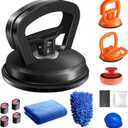 Dent Puller Car Dent Puller Kit 10-Piece & Smooth Surfaces Object Lifter Kit (2xOrange+Black) - Dent Remover Tool for Car Dents,Glass Tiles,Screens | Includes Cleaning Putty & Valve Stem Caps