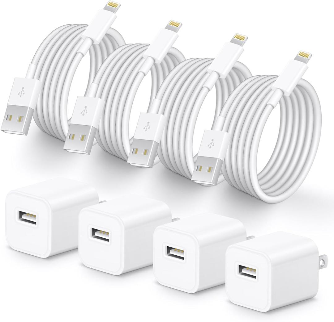 i Phone Lightning Charger[MFi Certified] Phone Charger USB with Charging Cord 6 ft i Phone Charger Cable for i Phone 14 13 12 11 Pro/Pro Max/SE 2022/8/7/XS/XR/X/i Pad (4- Pack)
