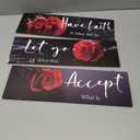 ZINYAZHE 3 Pcs Red Decor Flower Inspirational Wooden Wall Art Red Roses Office Wall Decor with Accept Let Go Have Faith Positive Quotes for Girl Women Bathroom Living Room Bedroom(16 x 5 Inch)