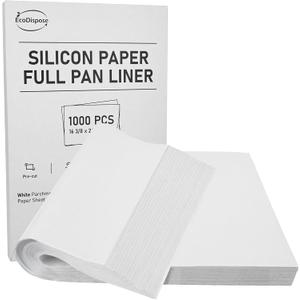 EcoDispose Non-Stick Precut Parchment Paper Baking Sheets Full Pan liner for Bake (16-3/8" x 24-3/8",White,1000PCS)