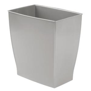 iDesign Small Plastic Bathroom Trash Can, Slim Rectangle Garbage Bin for Bedroom, Office, Dorm, Gray
