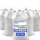 DURASACK Heavy Duty Sand Bags with Tie Strings Empty Woven Polypropylene Sand-Bags for Flood Control with 1600 Hours of UV Protection, 50 lbs Capacity, 14x26 inches, White, Pack of 3