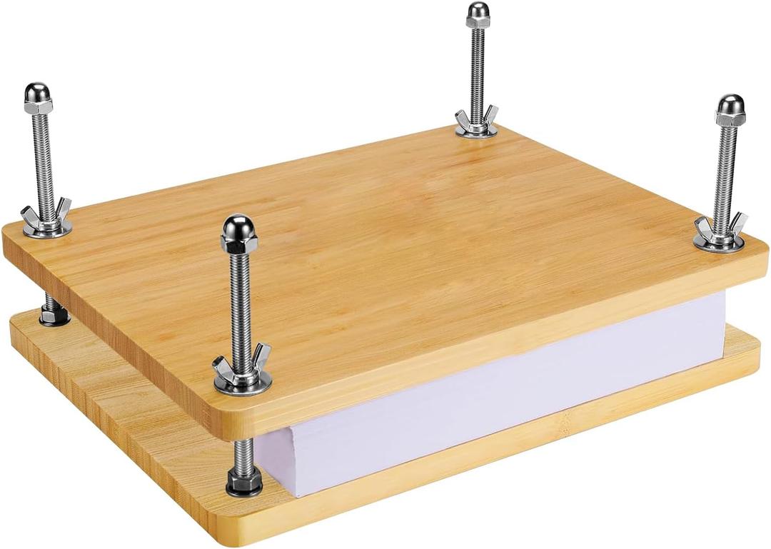 Book Press, Wooden Bamboo Flower Press Machine, Portable Book Binding Kits for Handmade Bookbinding, Manual Paper Press (11.6 x 7.9 Inch - 2 Floor)