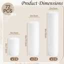 72-Pack White Pillar Candles Bulk Set, 2 x 3/6/8 Inch 3 Sizes
