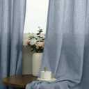 Grey Blue Curtains 84 Inch Length for Living Room 2 Drapery Panels Set Rings Top Semi Blackout Thick Linen Light Thermal Reducing Dusty Blue Sheer Curtains for Bedroom Vintage Country Decor 52x84 Long