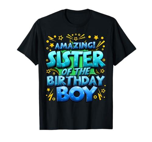 Sister of the Birthday Boy Matching Family Sister Party T-Shirt Youth L
