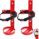 Fire Extinguisher Mount, 2.5LB Fire Extinguisher Bracket Wall Hanging Holder with Adjustable Straps for Home, Office, Garage (Red 2Pcs)
