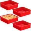 Geetery Set of 4 Silicone Square Cake Pan Silicone Brownie Pan Nonstick Baking Mold for Muffin Bread Rice Crispy Lasagna Pie, Red(6 x 6 x 2 Inches)