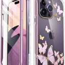 i-Blason Glitter Case for iPhone 14 Pro (6.1 Inch) Mobile Phone Case 360 Degree Case Bumper Protective Cover [Cosmo] with Screen Protector 2022 Edition (Purplefly)
