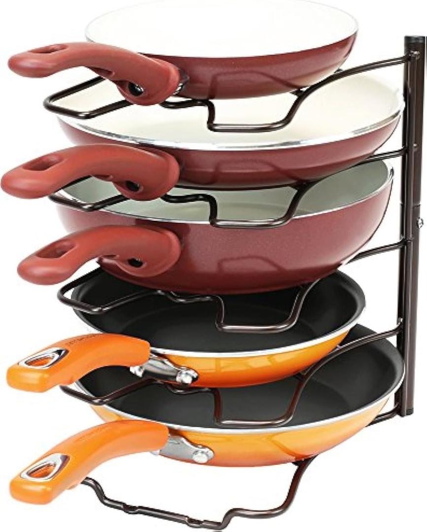 Deco Brothers Pan Organizer Rack for Kitchen Cabinet and Counter, Bronze, Pack of 2
