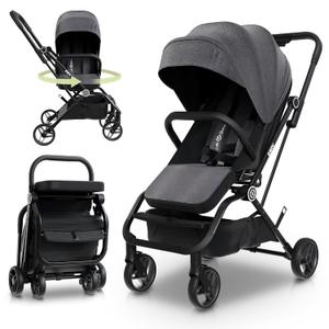 Lightweight Travel Stroller - Aluminum Foldable Stroller for Toddlers 0-4 with 360 Rotating Seat, 3-Way Adjustable Backrest - Compact Strollers for Travel, Airplane Strollers for Baby & Infant
