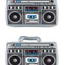 Beistle Inflatable Boom Boxes – 2 Pack, Retro 80s-Style Radio Props for Throwback Parties, Hip Hop Dance Events, Music-Themed Celebrations, DJ Booth Décor, and Photo Booth Accessories, 11" x 16"