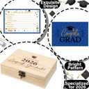 Resurhang 60 Pcs Blue Graduation Wooden Card Box 2026 Graduation Advice and Wishes Cards with Pen Class of 2026 Gifts for the Graduate Grad Party Decorations High School College