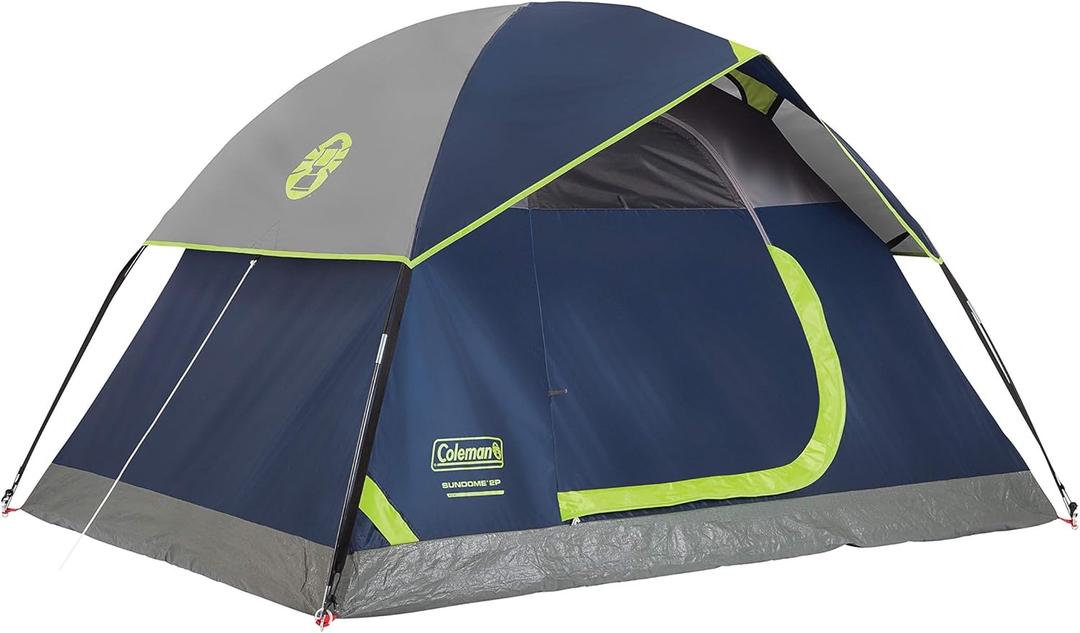 Coleman Sundome Camping Tent with Rainfly, 2/3/4/6 Person Tent Sets Up in 10 Mins, Weatherproof Shelter for Camping, Festivals, Backyard, Sleepovers, & More (Contains PFAS, Navy Blue) Coleman Sundome Camping Tent with Rainfly, 2/3/4/6 Person Tent Sets Up in 10 Mins, Weatherproof Shelter for Camping, Festivals, Backyard, Sleepovers, & More (Contains PFAS, Navy Blue)