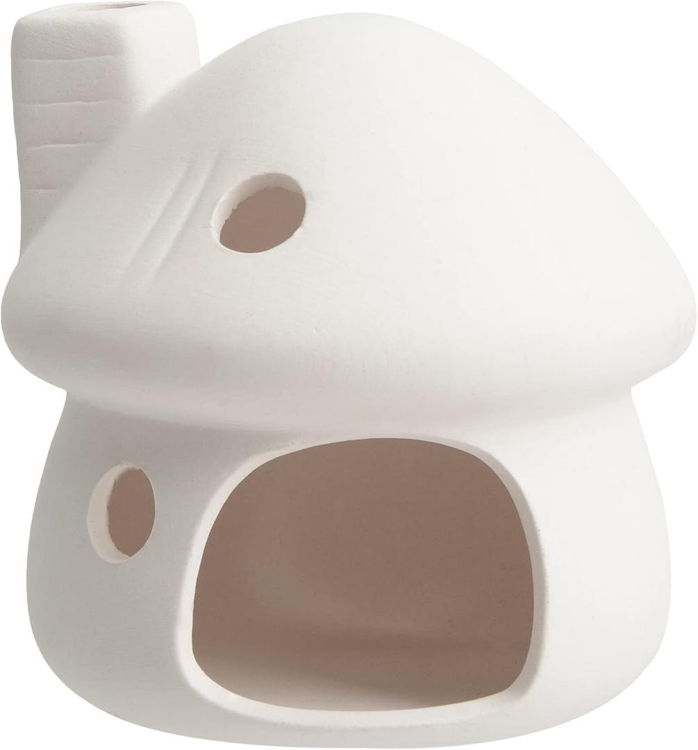 Ceramic Mushroom Aquarium Decor, Betta Fish Cave Hideout for Shrimp, Cichlid, Golfish & Small Frog to Rest Breed, Fish Tank Decoration for Freshwater & Saltwater - White Aquarium Ornament