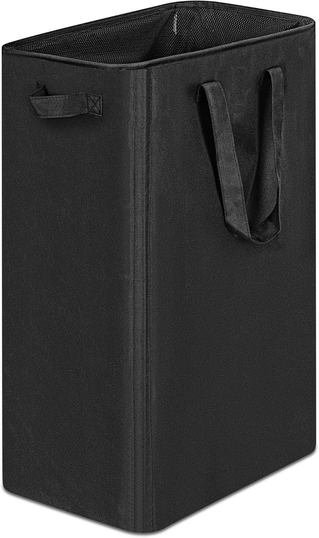 Efluky Slim Laundry Basket, Narrow Laundry Hamper with Handles, Collapsible Dirty Clothes Hamper, Tall Laundry Bin for Laundry Room, Dorm and Bedroom, 19.8 Gallon (75L) Black