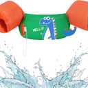HeySplash Kids Swimming Vest, Toddler Floaties Fit 20-50 Lbs, Puddle Kids Jumper with Adjustable Strap, Swim Jacket Water Wing Baby Arm Floats, Sea Beach Swim Aid for 2-6 Years, Green Orange Dinosaur